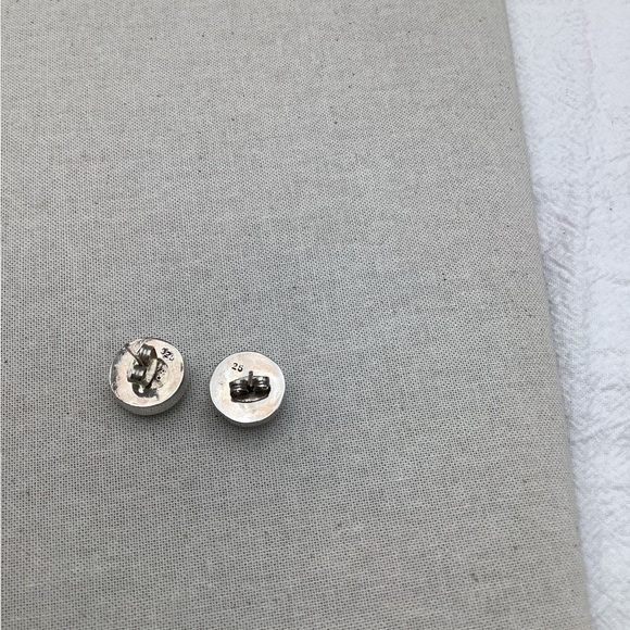 Vintage Sterling Silver Larimar Stone Stud Earrings - Picture 3 of 3